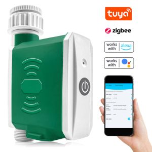 Timers Tuya Zigbee Smart Drip Irrigation Controller Watering Timer Automatic Garden Watering System för Alexa Google Home Voice Control