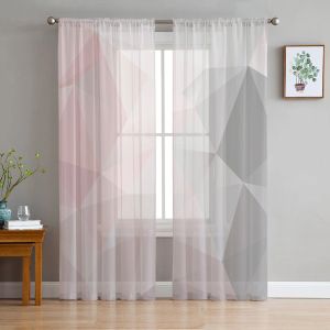 Tende geometriche rosa grigio sfumato triangolo chiffon tende trasparenti per soggiorno camera da letto decorazione domestica finestra voile tenda in tulle