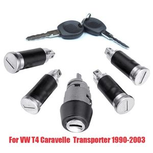 Conjunto de barril de fechadura de porta de interruptor de ignição com 2 chaves para VW Caravelle T4 1990-2003 Transportador Portas de celeiro duplo 201013349D