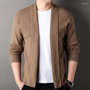 Suéter masculino macrose gola virada para baixo, cardigan masculino de lã, design de moda, suéter de malha masculino