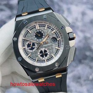 Highend Hot AP Wrist Watch German Limited Edition av 300 Epic Royal Oak Offshore 26415ce Black Ceramic Material Timing Funktion Automatisk mekanisk herrklocka 44mm