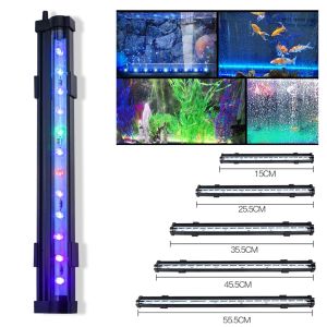 Aydınlatmalar 1555.5cm LED akvaryum ışığı 5050 grb balık tankı dalgıç hafif su havası baloncuk oksijenasyon lambası AB ABD fiş balık tankı ışığı