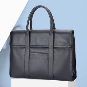 Bison denim designer handväska äkta läder cowskin män portfölj affärsarbete 14 tum bärbar dokument messenger väska 240313