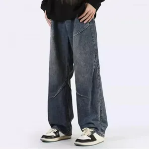 Mäns jeans bredbens denim byxor hiphop stil byxor kvinnors höga midja baggy casual bred ben med draperad