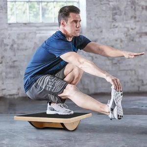 Holz Yoga Balance Board Fitness Taille Twisting DiscRehabilitation Übung Rechteckige Balance Board Für Fitness Ausrüstung 240304