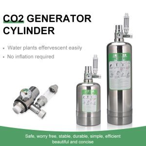 Equipamento 1L/2L Kit de sistema de generadores de cilindro de CO2 DIY de aço inoxidável com válvula solenóide para suprimentos de aquário de plantas aquáticas