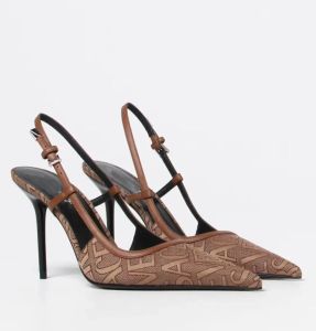 العلامة التجارية الأنيقة النساء Medus 95 مدببة إصبع القدم slingbacks النسيج Jacquard Sandals حذاء سيدة الخنجر الكعب الزفاف حفل زفاف