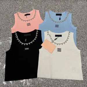 Letters Knitted Women Singlet Tanks Cropped Sexy Female Knits Tops Summer Spring Casual Neck Diamond Design Tank Top Singlets