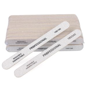 Kits 200pcs/lot Wood Sandpaper Nail File 100/180 Thick Stick Emery Board Nail Buffer Block 180/240 Straight Nageij Nail File Supply