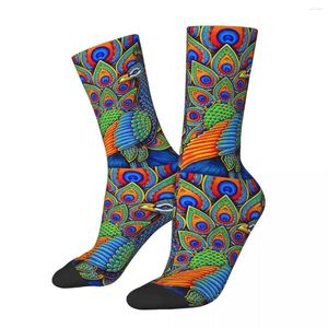 Men's Socks Colorful Paisley Peacock Rainbow Bird Socks16 Harajuku Super Soft Stockings All Season Accessories For Man Woman