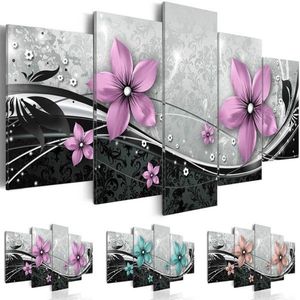 5 PCS / set Modern Prints Flores Pintura a óleo em tela Wall Art Pictures para Home Living Room Decor No Frame2746