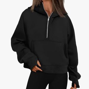 Women's Coat 2024 New Fashionable Women's Autumn and Winter Zippered Long Sleeved Loose Hooded Hoodie