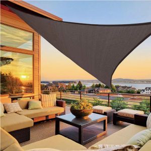 Nets Waterproof Sun Shelter, Triangle Sunshade Sail, Outdoor Awnings, Waterproof Canvas, Used for Garden, Swimming Pool, Camping