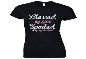 FashionBlessed By God Spoiled By My Husband Tailliertes Damen-T-Shirt mit lustigem Ehefrau-Witz, Top 9336066