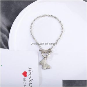 Bracciale a catena colorata con farfalla e collegamento con chiusura a levetta e chiusura per donna Uomo Braccialetti di moda Creazione di gioielli Regalo per ragazze Drop Deli Dhizn