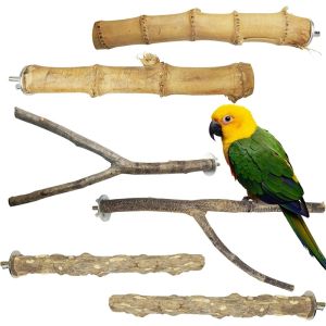 Perches 6 Pieces Parrots Perch Bird Stand Toy Wooden Stand Wood Training Standing Set for Small and Medium Bird Cage Accessories