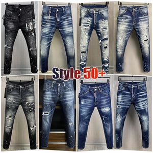 Mens Dsquare Jeans DSQ2 Black Hip Hop Rock Moto Coolguy Jeans Design Ripped Distressed Denim Biker DSQ For Men Designer D2 Brodery Pants Top Jeans Luxury