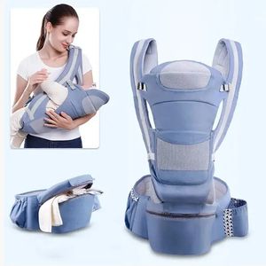 Poly Cotton Ergonomisk baby ryggsäck avtagbar spädbarn Baby HIPSEAT FACing-in Ergonomic Kangaroo Baby Wrap Sling 240229