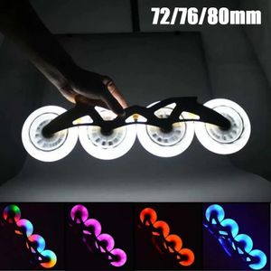 2st 80/76/72mm In-Line Speed ​​Skate Skated Skating LED Light Flashing Roller Wheels Outdoor Sports Accessories 240227