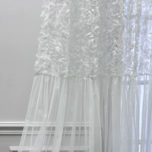 Gardiner vit spets 3d rosgardiner skarvning med romantisk nät rynka tyllgardin för sovrum kreativt bröllop bakgrund dekoration