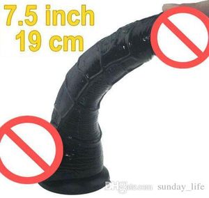 Black 8 Inches Realistic Dildo Waterproof Flexible penis with textured shaft and strong suction cup Sex toy for wom7235461