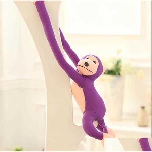 Stuffed Plush Animals Monkey P Toys Infant Candy Color Long Arm Tail Dolls Toddlers Cartoon Companion Toy Kids Party Favor Decor 2 Dhdbx