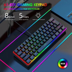 YFRUITFUL K401 Tastiera a pellicola cablata 61 tasti Luci RGB Typec USB retroilluminata ergonomica per PC Gaming Laptop 240309