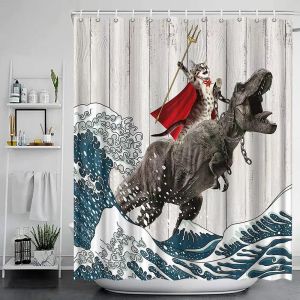 Curtains Cartoon Animal Shower Curtains Funny Bathe Dinosaur Cute Black Pet Cat Flower Plant Leaves Kids Bathroom Decor Cloth Curtains