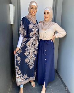 Stampa musulmana Abaya Kimono Manica a pipistrello Abito Hijab Arabo Donne africane Pakistan Caftano Marocain Caftano Qatar Abbigliamento islamico Ethni7141020