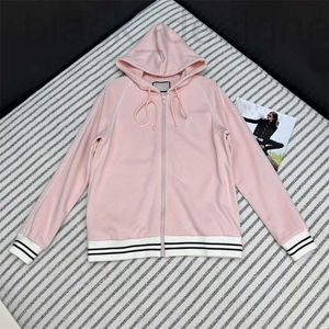 Women's Hoodies & Sweatshirts designer 2024 Early Spring New Nanyou Guc Casual Versatile Contrast Stripe Embroidery Loose Slimming Zipper Hoodie 8E36