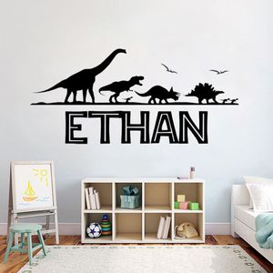Personalized Name Custom Wall Decal Jurassic Park Dinosaur Vinyl Stickers for Boys Bedroom Decoration Art Fashion Poster217t