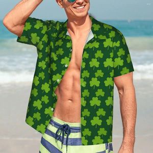 Men's Casual Shirts St Patricks Day Shirt Lucky Shamrock Retro Hawaiian Men Short-Sleeve Vacation Harajuku Design Oversized Blouses