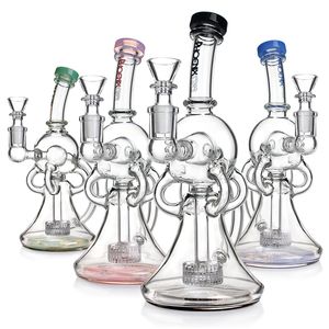 Phoenix Star 9 Inches Recycler Bubbler Dab Oil Rig Glass Tobacco Pipes Glass Water Bongs With Showerhead Perc Recycler Water Pipe Glass Smoking Pipes