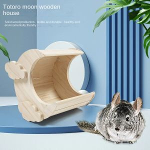 Burar trä chinchilla hus totoro gömställe månhuset för små djur chinchilla bedömningar chinchilla bo hamster hus