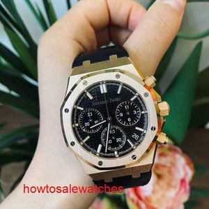 AP Watch Дизайнерские часы с бриллиантами Мужские часы Royal Oak Series 26240или розовое золото с черным поясом Мужская мода Досуг Бизнес Спорт Назад Прозрачные механические часы