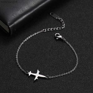 Bangle Skyrim Plane Charm Bracelet Stainless Steel Aircraft Airplane Adjustable Chain Bracelets on Hand Pulsera Jewelry Gift for WomenL2403