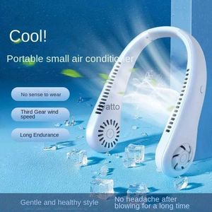 Electric Fans 1PC Fan 1200mAh New Mini Neck Portable Bladeless Suspension Laddning Luftkylare 3-växlad SOMPESH240313