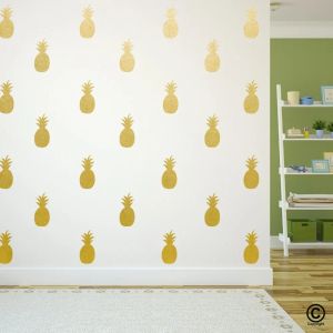 Klistermärken EcoFriendly High Quality 5x10cm Ananasuppsättning Väggdekor Heminredning Vinyl Klistermärke Art Kids Nursery Room Mural Wall Paper Y152