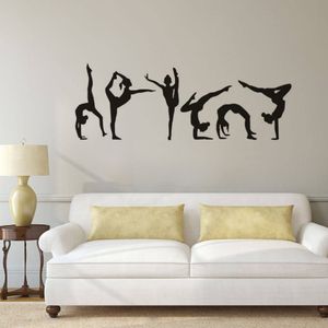 Ginnastica Ragazze Adesivo da parete Sport Decalcomania da muro in vinile Ginnastica Silhouette Poster da parete Decorazione domestica Camera delle ragazze Mural180L