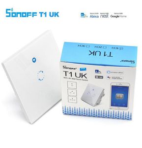 Sonoff T1 Spina UK 86 Tipo Smart Wall Touch Interruttore della luce Pannello in vetro temperato Touch Supporto WiFiRFAPPTouch Telecomando 1231088780
