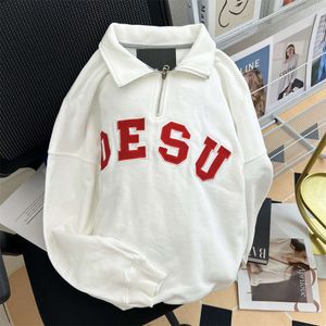 American Polo Shirt Zippered Hoodie For Women In Early Autumn Loose Ins Trendy Lazy Style Bf Thin Hiphop Jacket Style S Style s