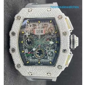 Relógio casual rm relógio de celebridade RM11-03 branco moissanite diamante corte redondo automático relógios masculinos de luxo