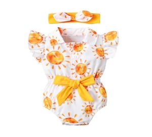 Jumpsuits Baby Girl Clothes Summer Toddler Girls Sun Printed Romper Jumpsuit Headband Cotton Playsuit For Born 024M4562258