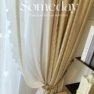 Curtains Luxury French Cream Soft Curtain for Living Room Texture High Precision Bedroom Glitter Line Window Tulle Custom