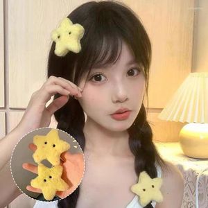 Hair Accessories Cute Blush Plush Yellow Star Clip Duckbill Sweet Girl Pin Bangs Side Woman Headwear Barrette