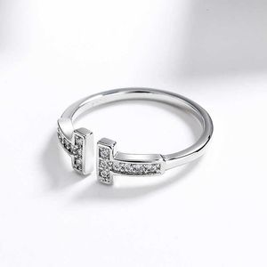 Designer Double T-ring Par Öppningspar Ring Justerbar ljus lyxig kall vind Minoritet Design Fritillaria Personlighet
