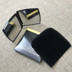Fashion C Set da donna in velluto nero Specchio cosmetico Specchi per trucco portatili pieghevoli lenti a doppio uso su due lati con confezione regalo per donna 2851