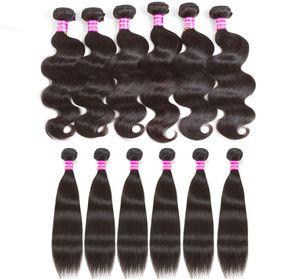 Top Selling 10a Brazilian Virgin Hair Weave Bundles Wet and Wavy Body Wave Hair Weaves Straight Peruvian Human Hair Extensions Mix9952518