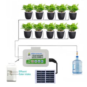 Kit Sistema di Irrigazione a Goccia Solare Dispositivo Irrigazione Automatica Pompa di Irrigazione Ugello a Goccia Temporizzatore per Piante in Vaso da Giardino Strumenti di Irrigazione