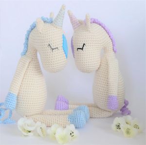 Tığ işi amigurumi tek boynuzlu at doldurulmuş hayvan çıngırak bebek oyuncak hediyesi1112839